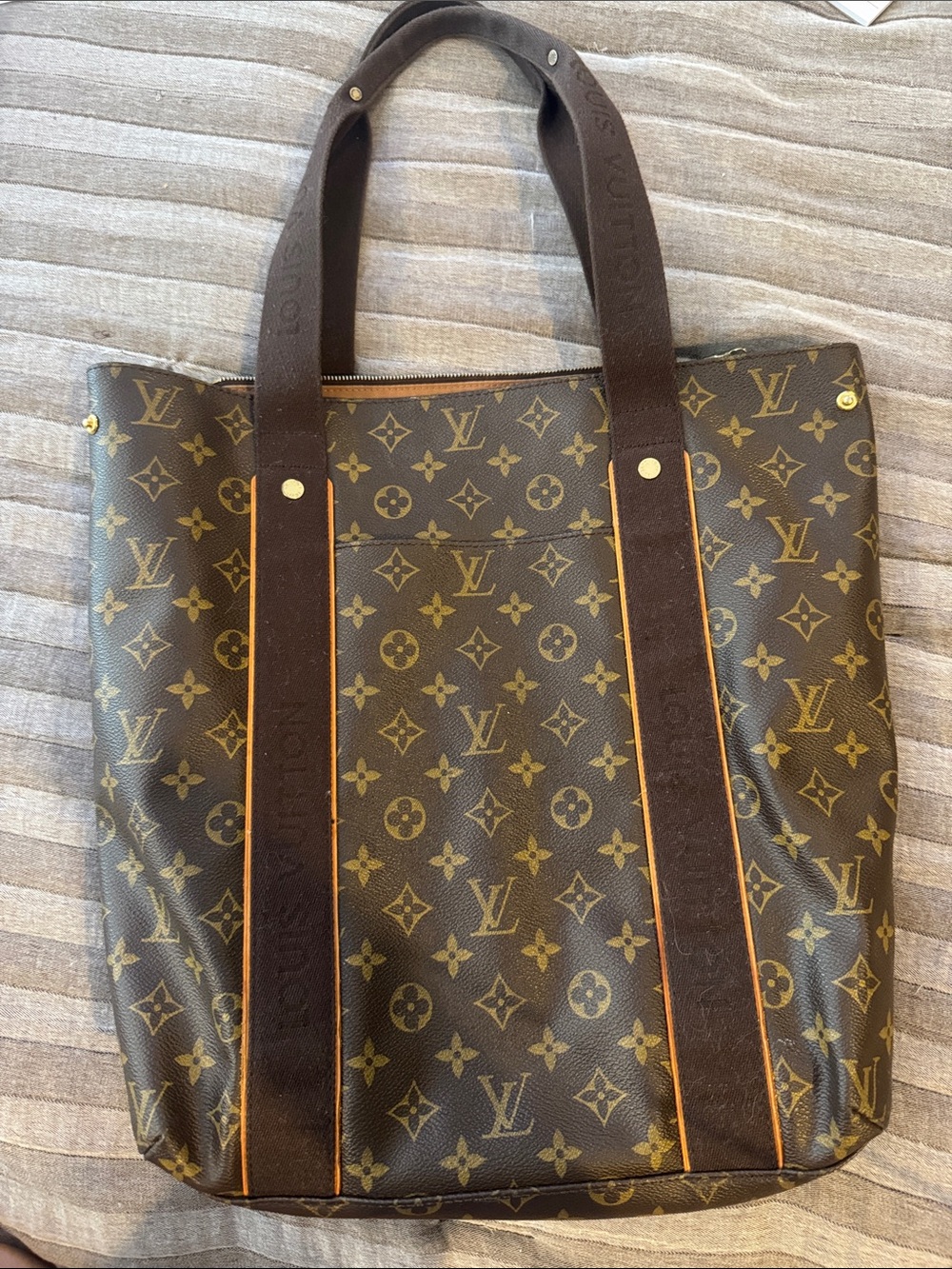 Louis Vuitton Monogram Canvas Brown Tote with Contrast Trim